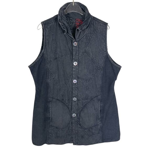 Parsley & Sage Embroidered Button Front Reversible Vest Size Large Boho Artsy - Picture 3 of 16